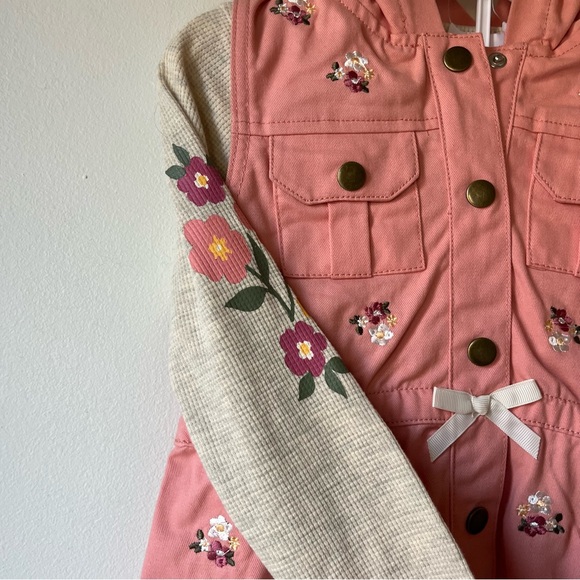 Little Lass Girls Floral Hooded Vest Outfit Set Size 5 Cottagecore Boho NWOT - Picture 3 of 8